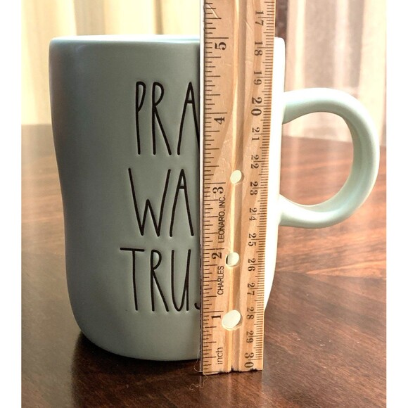 Rae Dunn Mug Pray Wait Trust Light Mint Green Inspirational Faith Hope - Picture 7 of 7